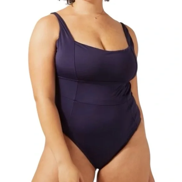 ANDIE SWIM navy blue square neck Havana One Piece XL Swimsuit NWT
